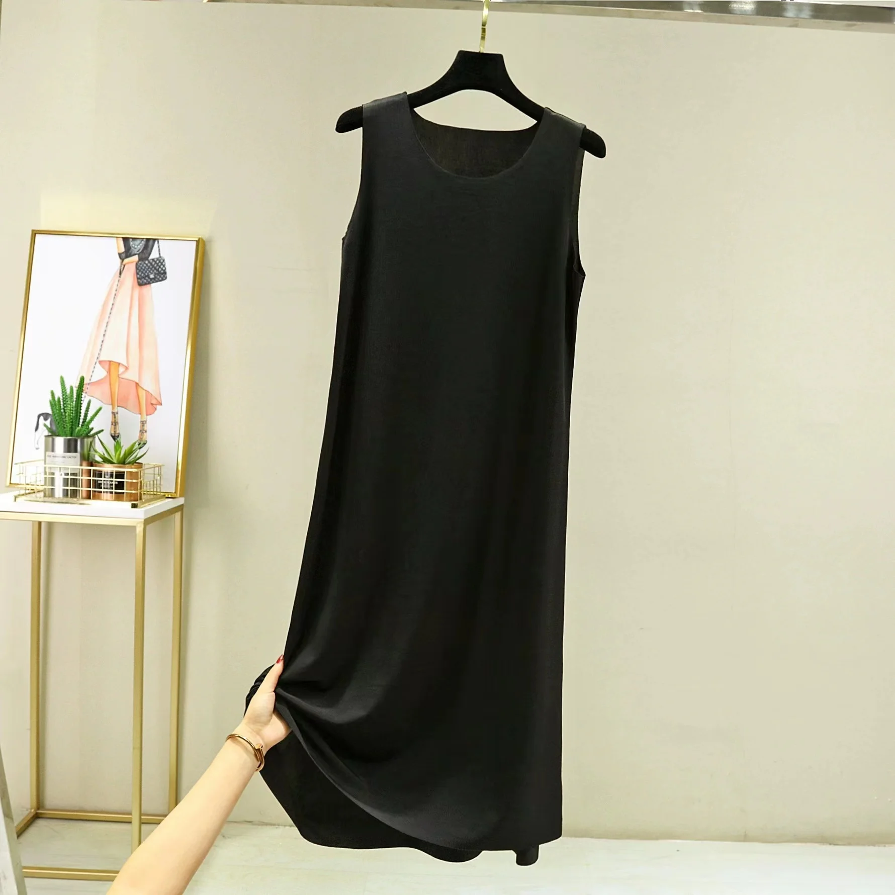 Fdfklak Summer Nightgowns Women New Vest Dress Female Korean Loose O-Shaped Nightdress Lce Silk Seamless Sleepwear Drape Pajamas