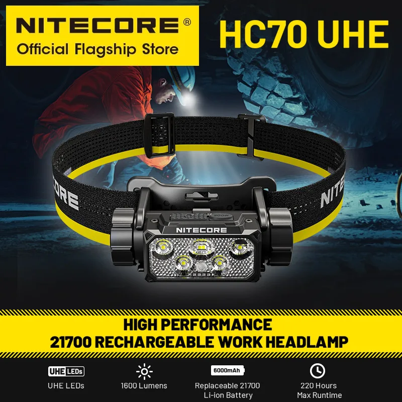 Перезаряжаемый налобный фонарь NITECORE HC70 UHE с USB-C