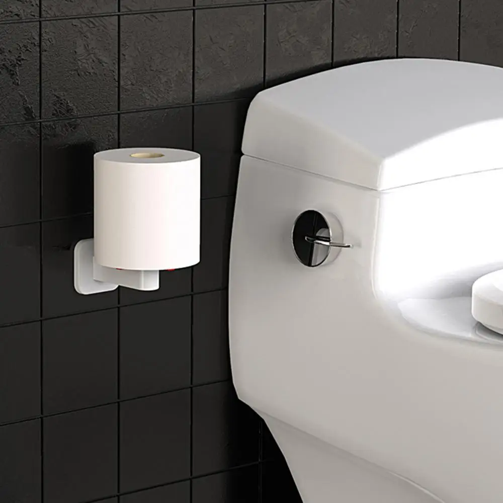 

Wall Mounted No Punch Toilet Paper Holder Plastic Bathroom Kitchen Roll Paper Accessories Rack Bathroom Accessories