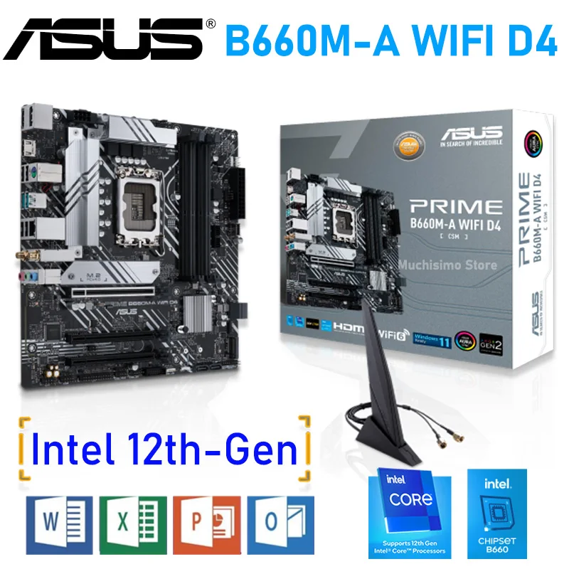 

LGA 1700 Asus PRIME B660M A WIFI D4 Motherboard DDR4 128GB PCI-E 4.0 Support Intel 12th-Gen CPU M.2 Desktop B660 Mainboard 1700