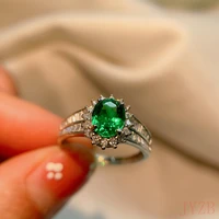 jewelry 925 silver light luxury ring daily wear 6 x 8mm100 natural emerald ring sterling silver gem ring