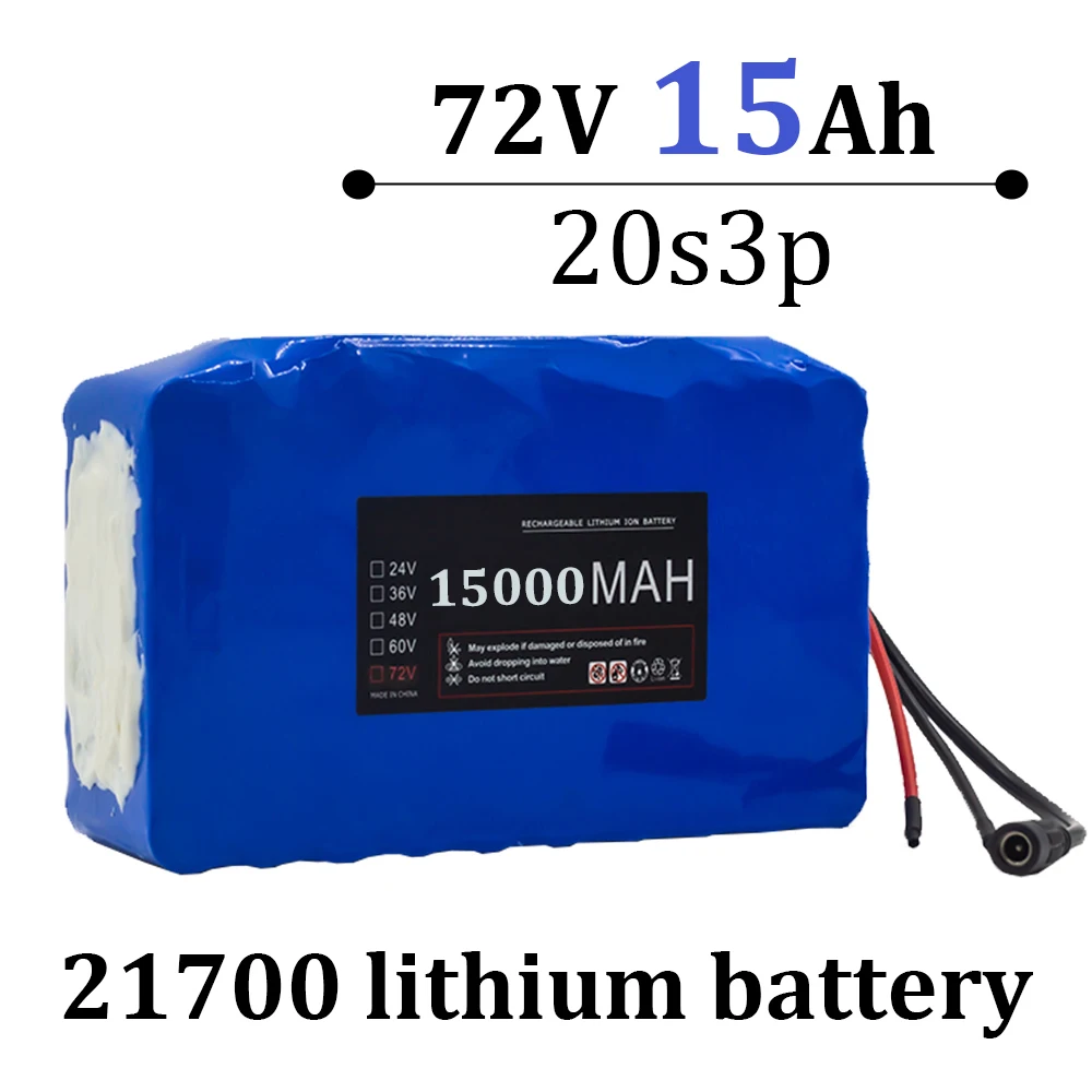 

21700 Lithium Battery 72V 15Ah Battery Built-in 3000W BMS+84V Charger for Electric Motorcycle Golf Cart Electric Bicycle