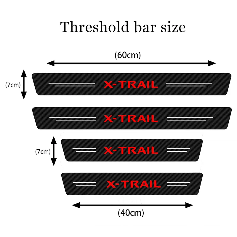 4pcs For Nissan Xtrail X Trail T30 T31 T32 Car Door Sill Threshold Stickers Carbon Fiber Auto Trunk Bumper Pedal Protector Pads - купить по