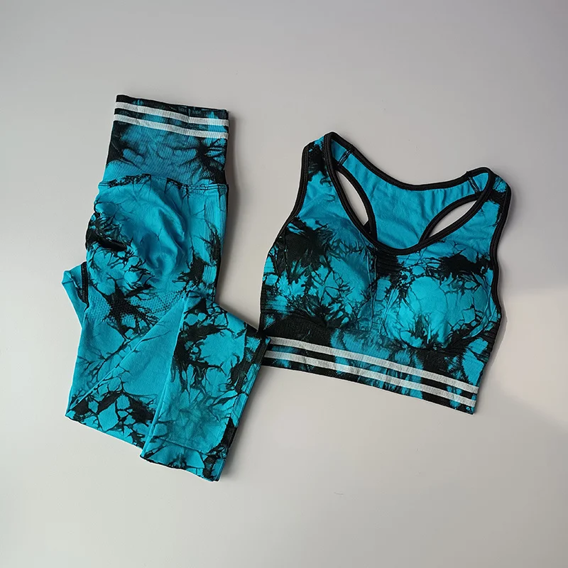 

PBQM Gym Running Yoga Suit Two-piece Set Women's Gradual , Slim And Beautiful Back Speed Fitness Seamless Sports Suit