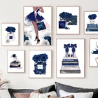 Модная помада парфюм синяя Роза Модная настенная Картина на холсте скандинавский постер и принты настенные картины для декора гостиной