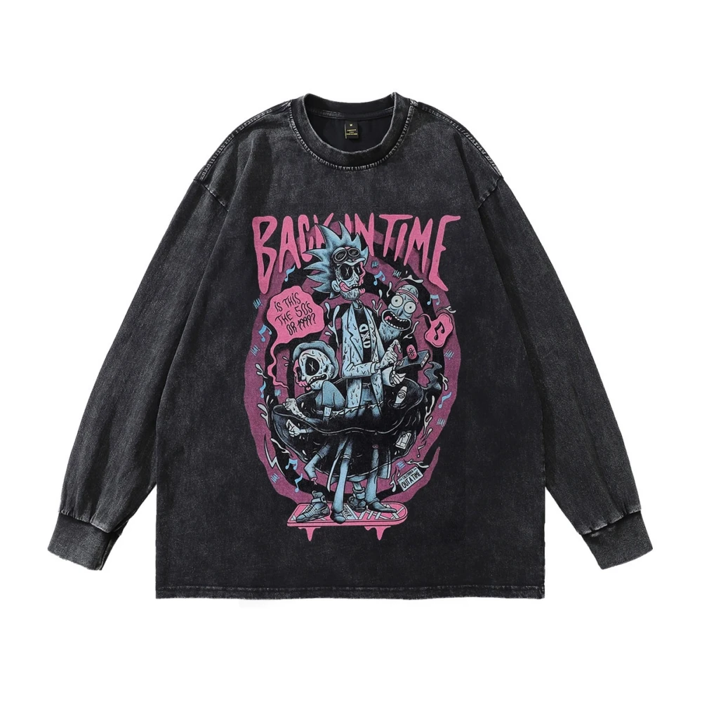 

Футболка Мужская/женская оверсайз с мультяшным принтом, готический Топ с длинным рукавом в стиле хип-хоп, Повседневная Уличная одежда в стиле панк, Y2k