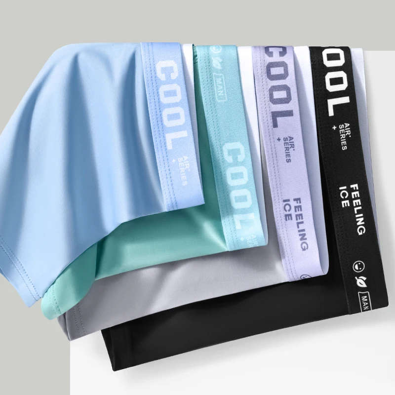 Men's Panties Sexy Underwear For Men Boxer Shorts Ice Silk Men Underpants Breathable Thin Seamless Boxers Large Size L-5XL