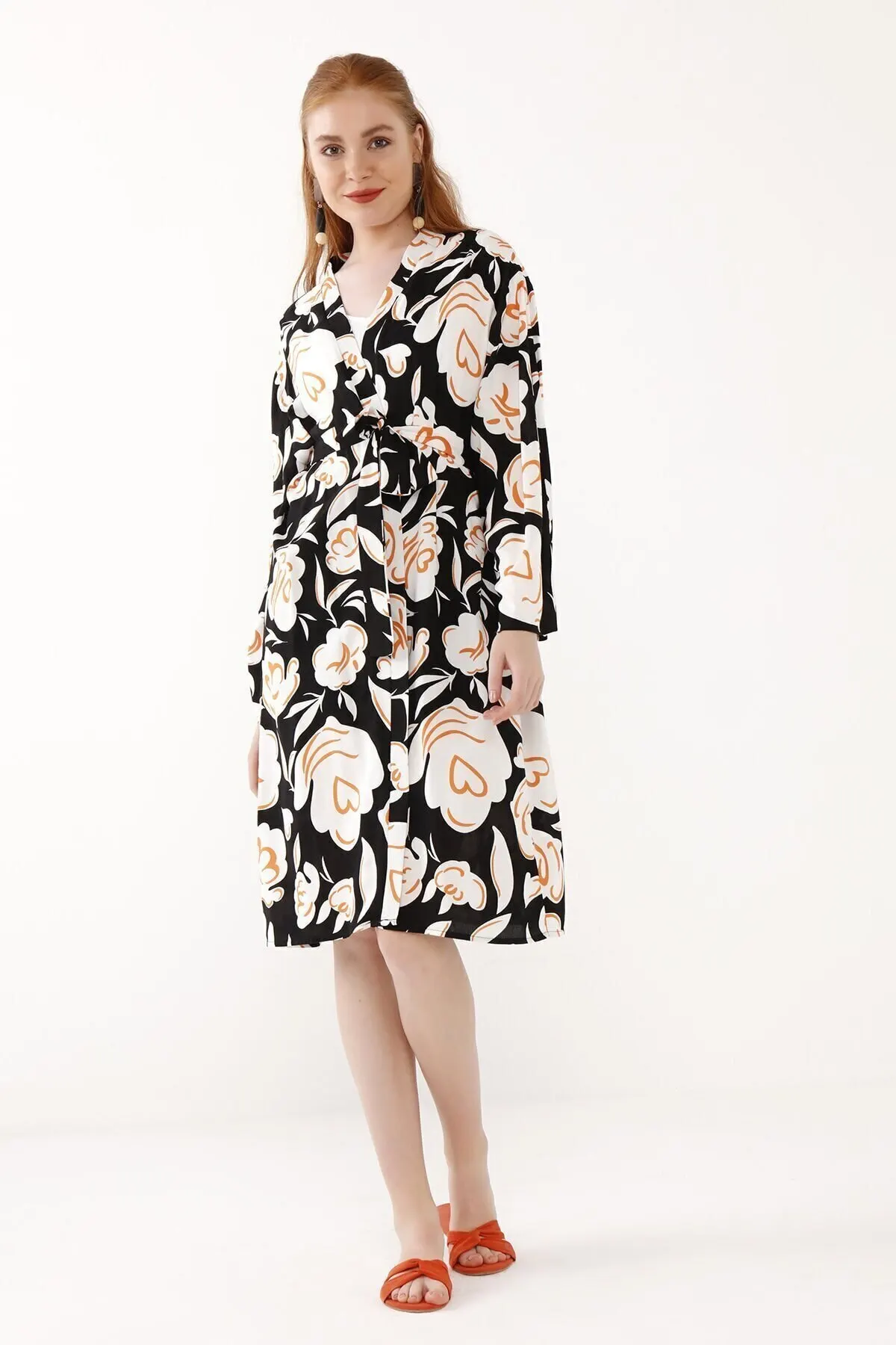 

Женское кимоно летнее цветное кимоно 3287 Черный Модный халат для женщин