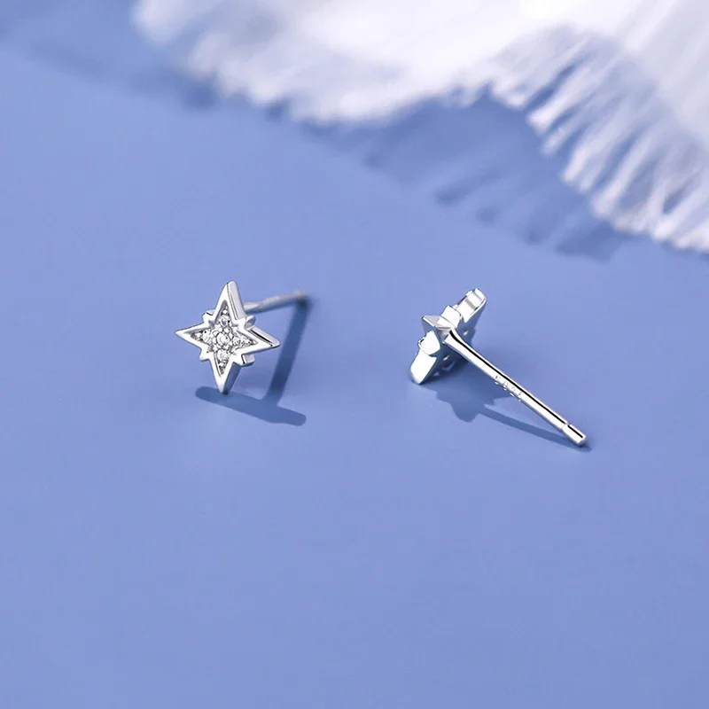 SOFTPIG настоящее серебро 925 пробы с цирконием и звездами мини-серьги-гвоздики для