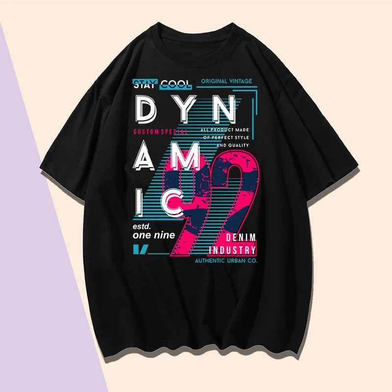 

Printing T Shirt Blue Red Letter Number Short Sleeve Round Neck Loose T Shirt L XL XXL XXXL Black Cotton Casual Clothing