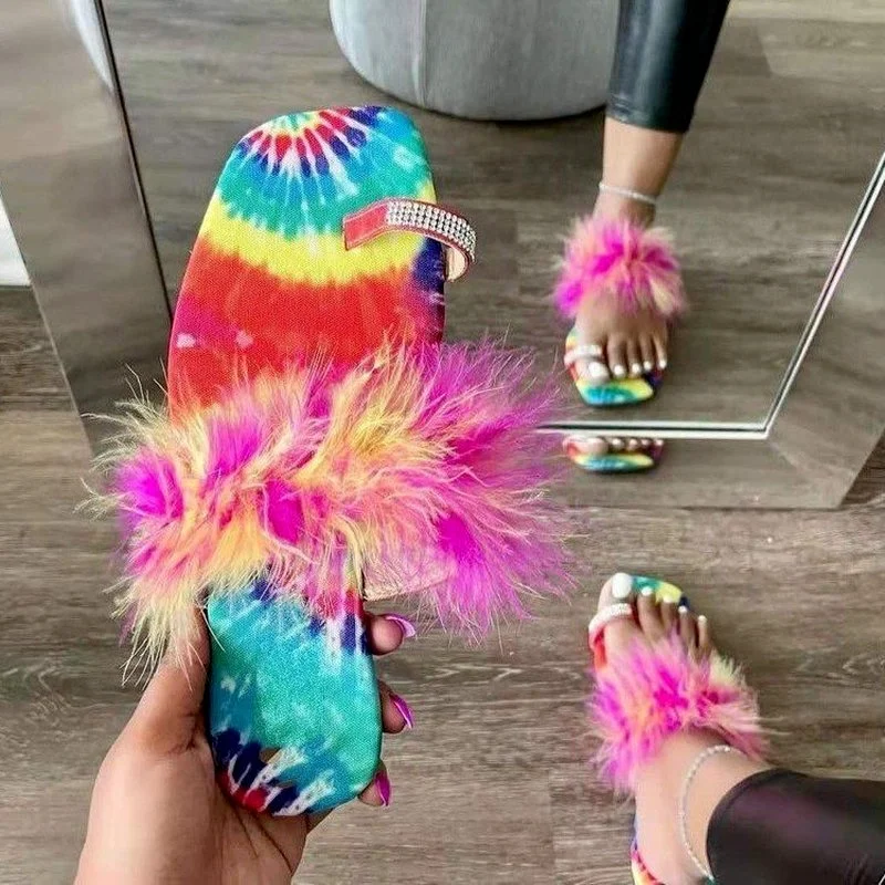 

2022 Summer New Fashion Trend Women's Flat Slippers Open Toe Rhinestone Women's Shoes Outdoor Beach Women's Shoes Roman Style