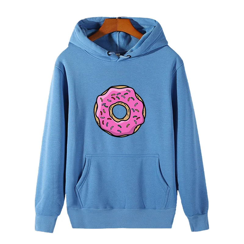 Funny donut talk to me fashion graphic Hooded sweatshirts fleece hoodie winter cotton thick sweater hoodie Men's sportswear