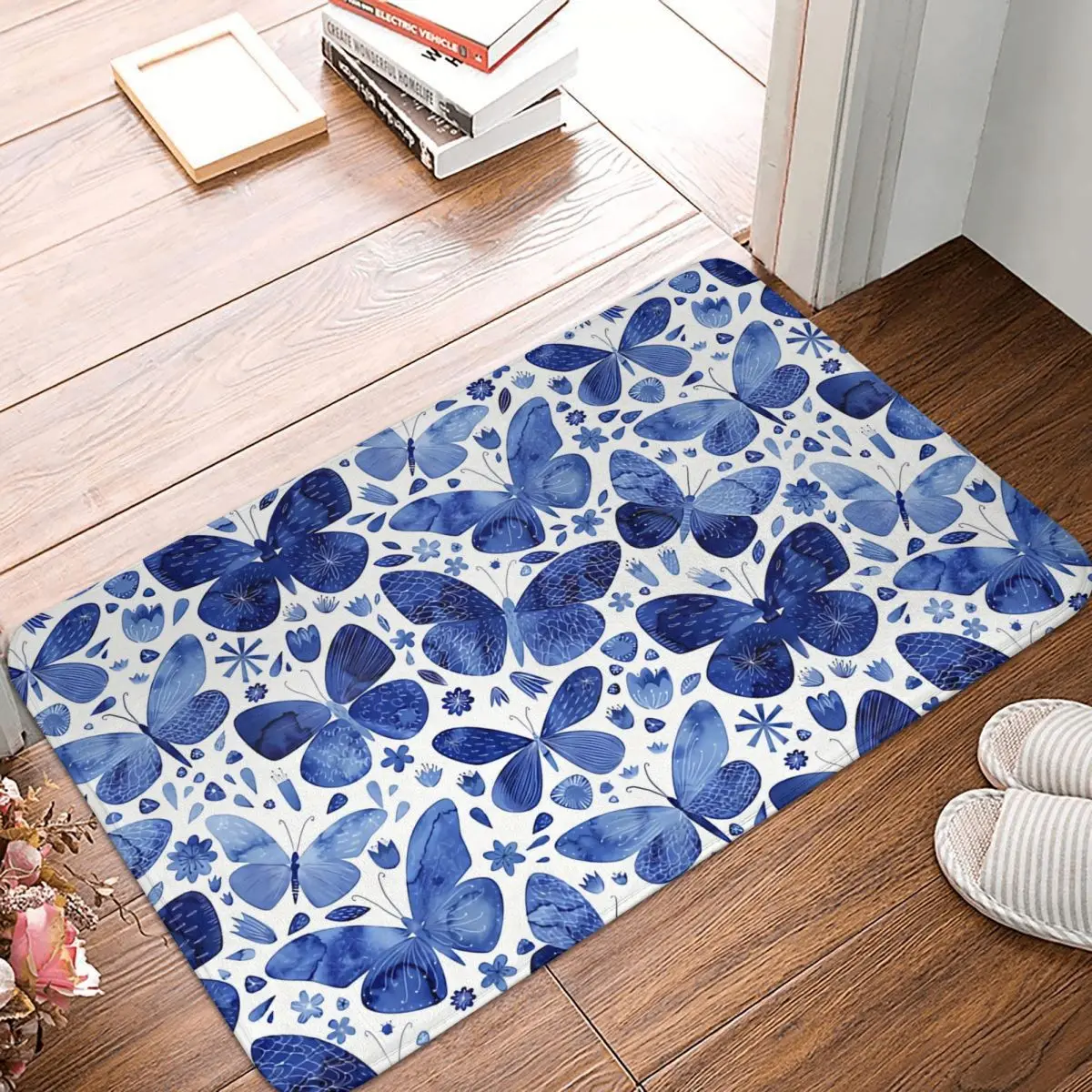 

Butterfly Butterflies Anti-Slip Doormat Bath Mat Blue Floor Carpet Welcome Rug Bedroom Decor