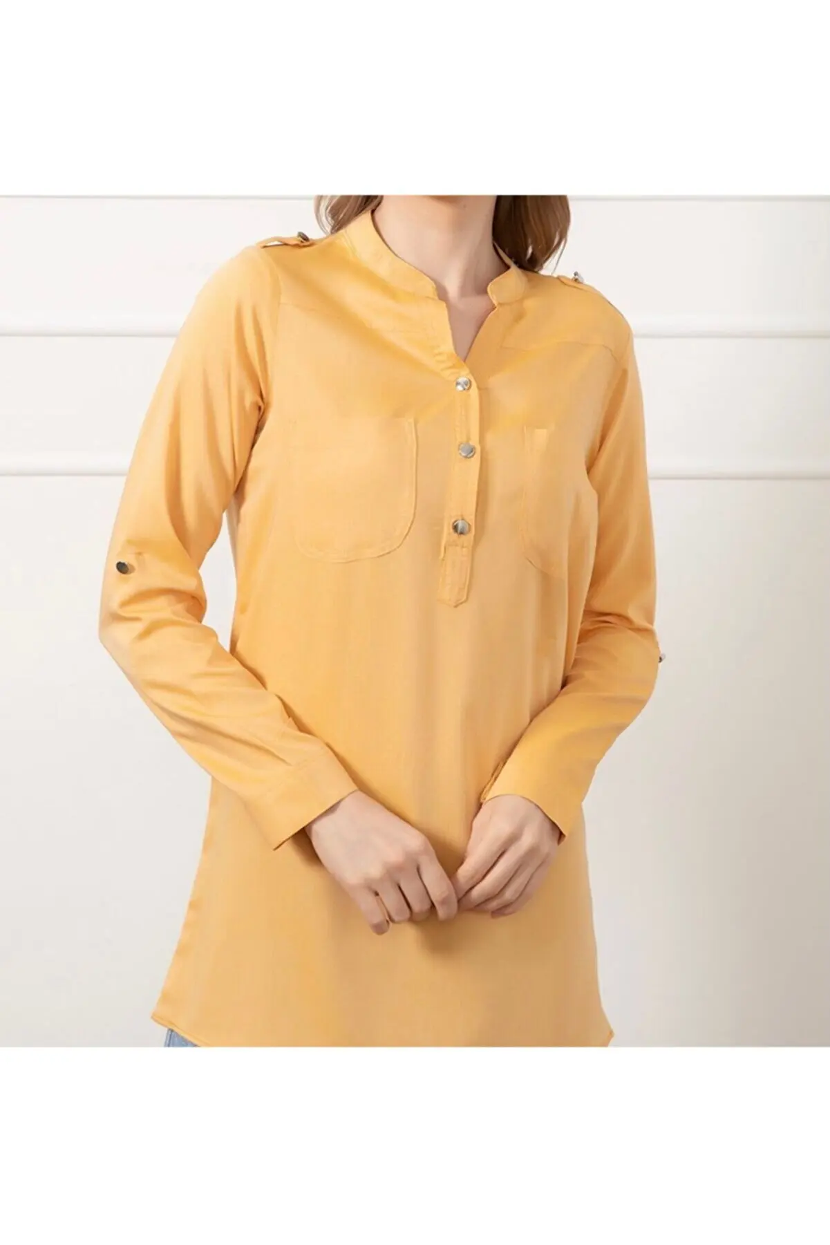 

Women's Shirt Yellow Pocket Summer women's Shirts Fashion women's Blouses 198331180
