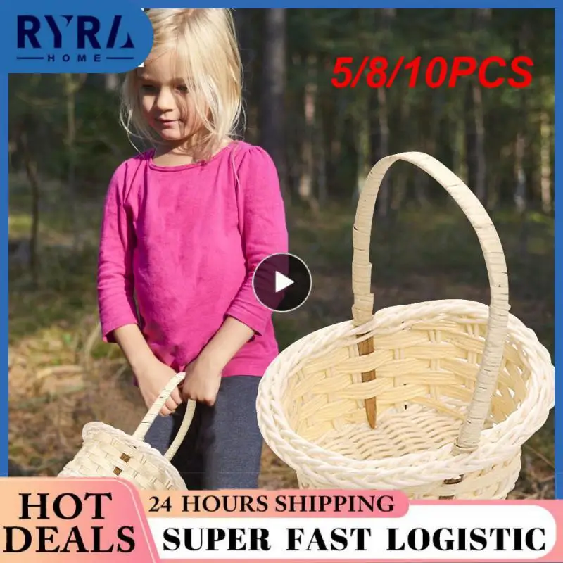 

5/8/10PCS Non-toxic Cosmetics Organizer Vegetable Fruit Wedding Party Candy Gift Packing Basketbasket Plastic Rattan