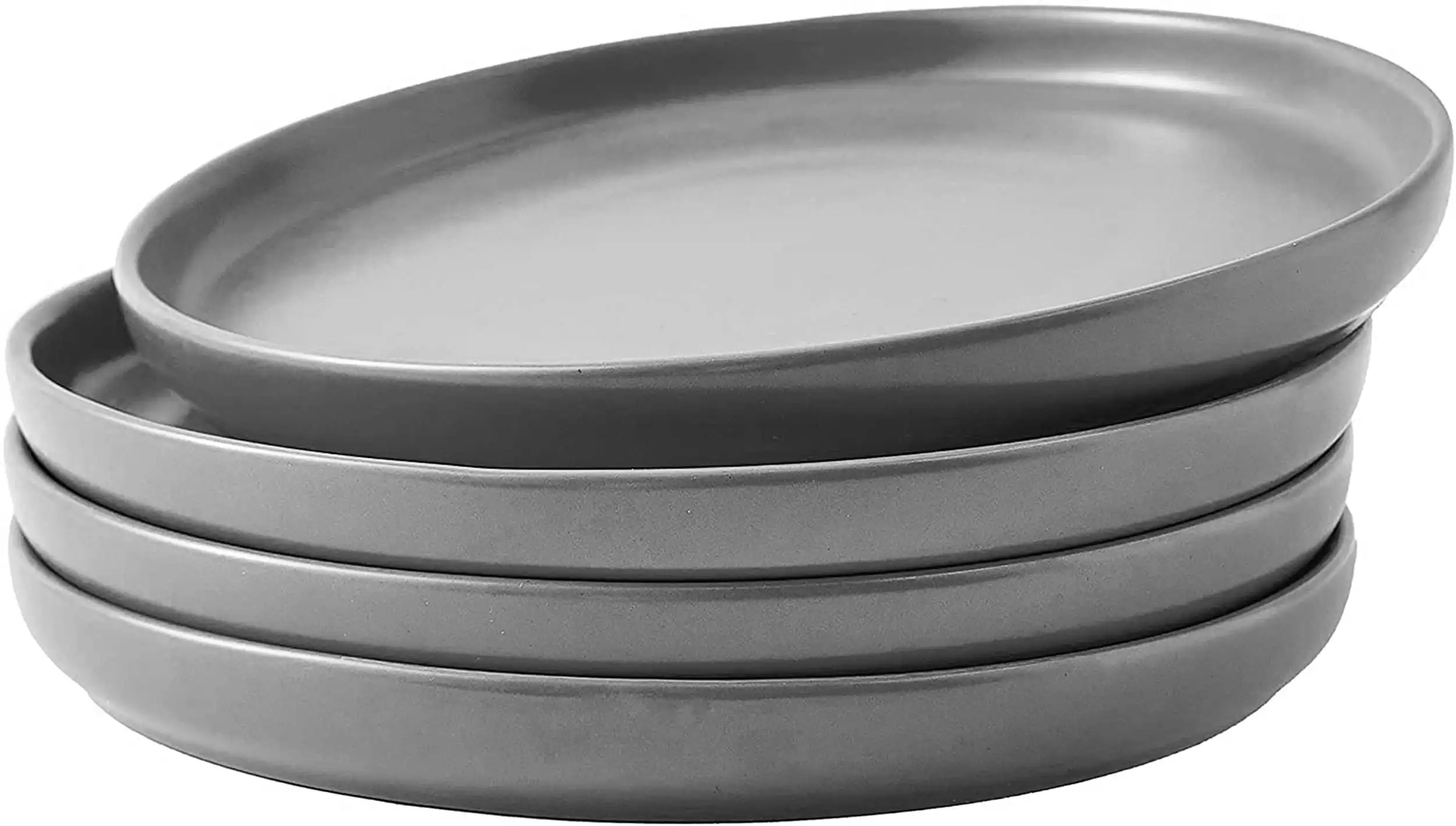 

Set Of 4 Elegant Matte 8" Round Ceramic Restaurant Serving Dinner