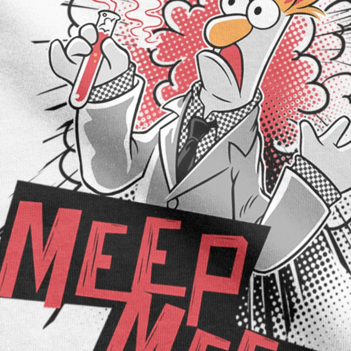 Фото Мужские футболки Disney Muppets Beaker Meep, новинка, футболки из чистого хлопка с коротким рукавом, футболка с круглым вырезом, одежда для взрослых №4