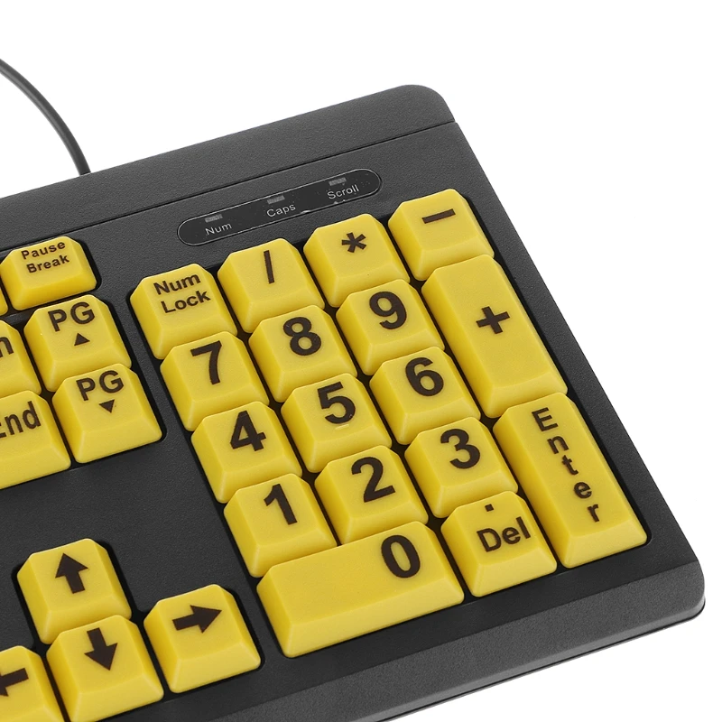 USB-клавиатура для пожилых людей с большой черной буквенной печатью и желтой