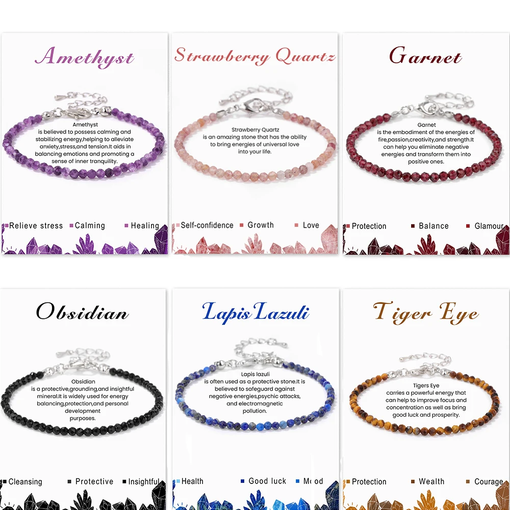 2024 минималистичные маленькие браслеты с бусинами из камня карточкой 3 мм