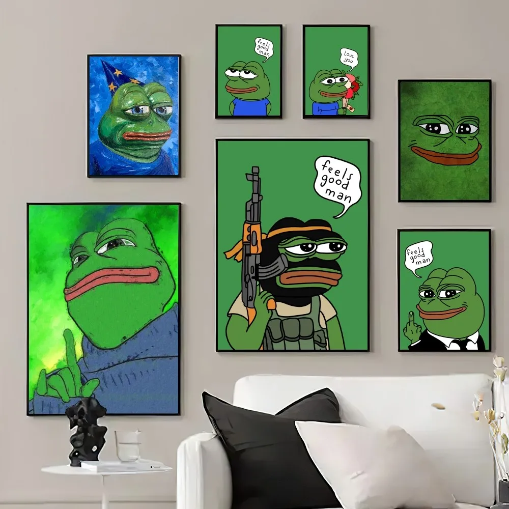 Мультяшный P-Pepe лягушка Забавный постер принты настенные картины гостиная