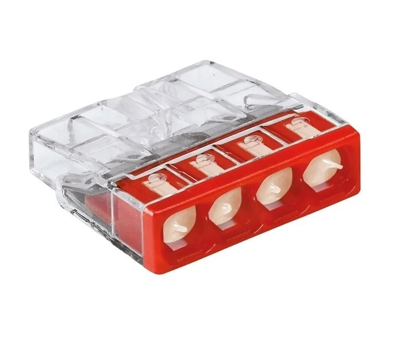 Клеммник WAGO четверная (одножильных) х 0 5-2 5 мм2 24A Cu/Al с пастой &quotAlu-Plus&quot 2273-244