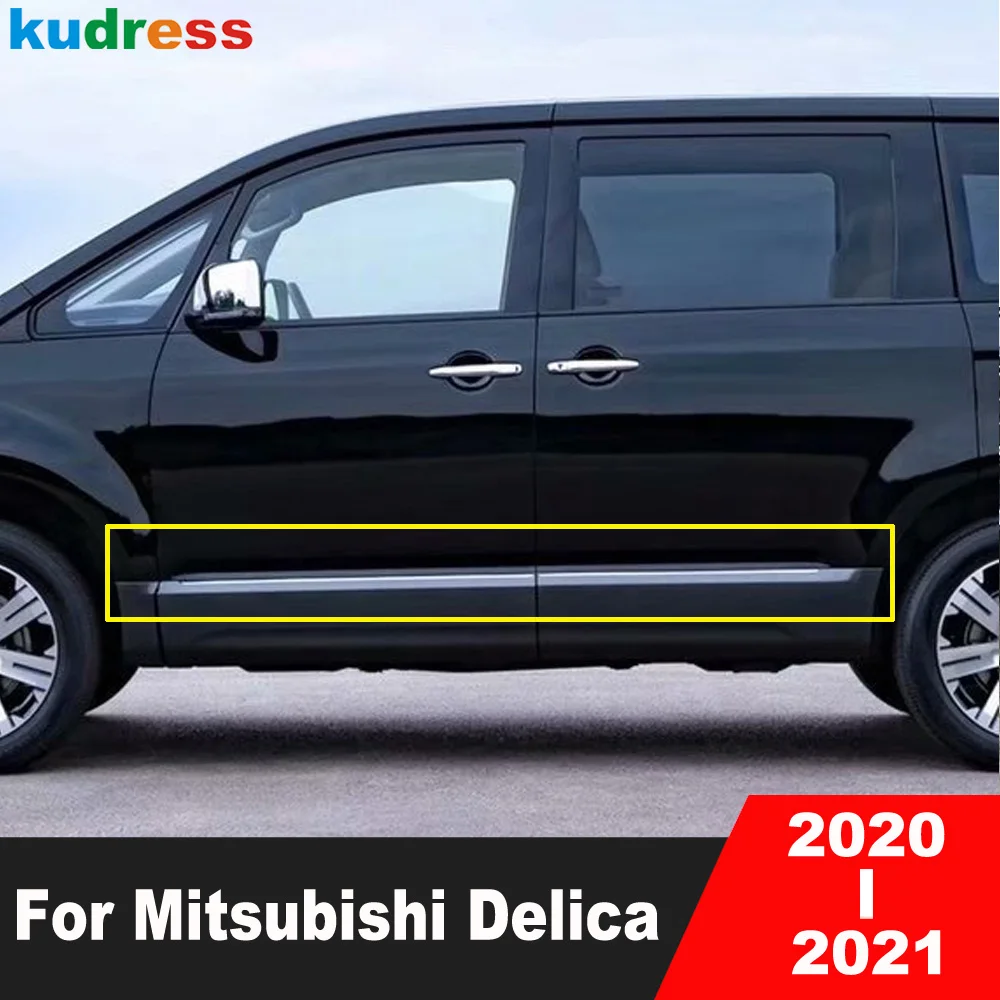 

Side Door Trim For Mitsubishi Delica 2020 2021 ABS Chrome Car Strip Molding Stream Panel Bumper Hoods Car Styling Accessories