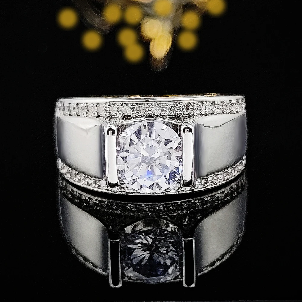 

2022 New Luxury Halo Silver Color Men Ring Anniversary Gift Jewelry Bulk Sell R6456