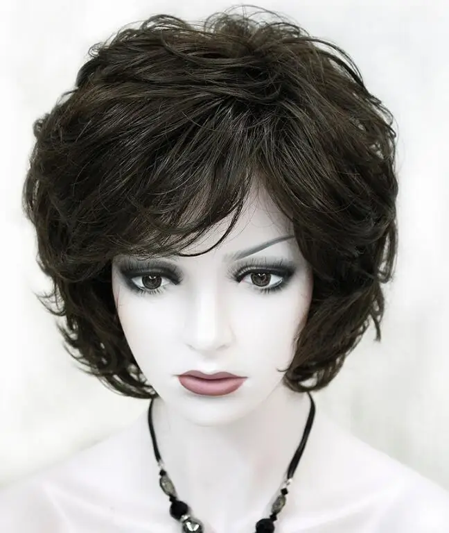 Женские короткие коричневые вьющиеся классические парики из синтетических