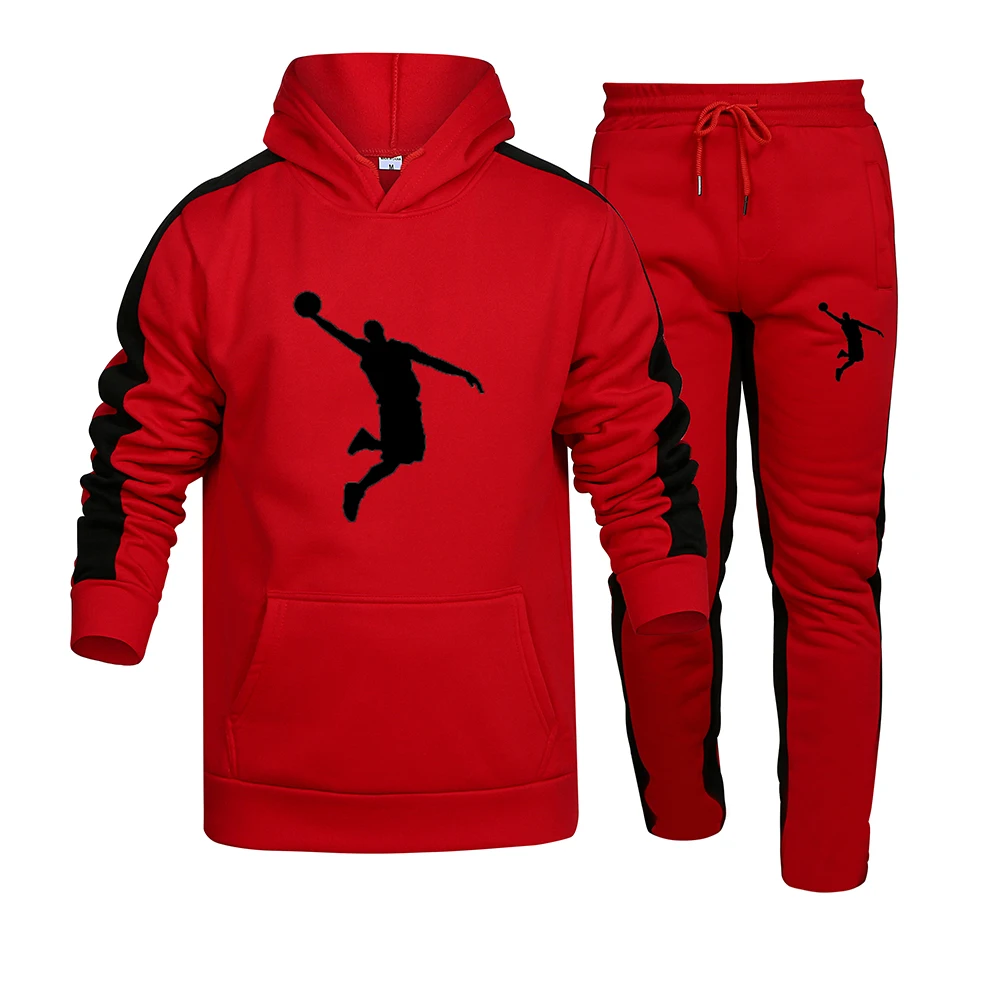 Autumn and Winter Tracksuit Men 2 Pieces Set Sweatshirt + Sweatpants Sportswear Hoodies Casual Mens Clothing Hoodies Suit