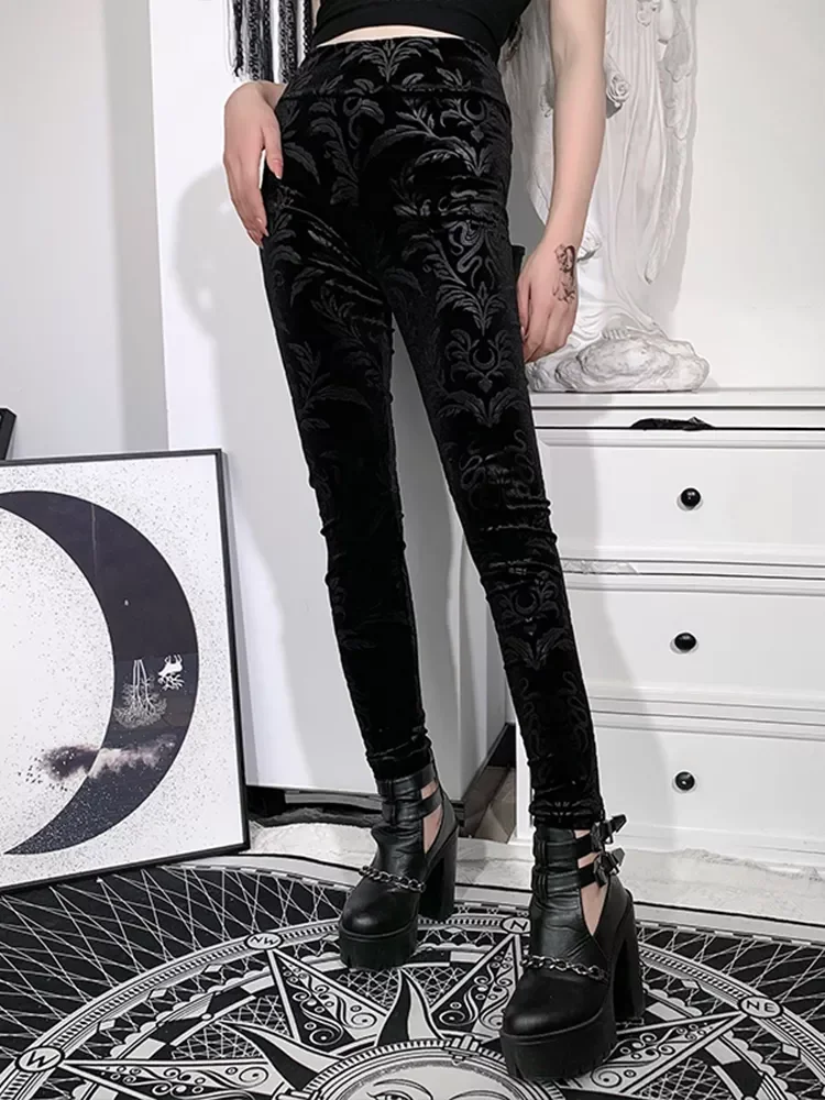 

combinaison femme ropa aesthetic y2k clothes Vintage Bodycon Black Pants Gothic Aesthetic High Waist Leggings Goth Dark Demon