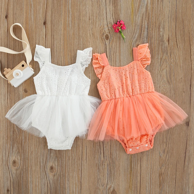 

Комбинезоны для новорожденных девочек, летние комбинезоны с рукавами-летучими, сетчатый комбинезон с вышивкой, милая одежда