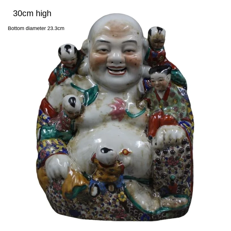 Фото Рельефная статуя Будды Республики Китай Pastel Wuzi Dengke Maitreya, старинные товары, старинное украшение №1