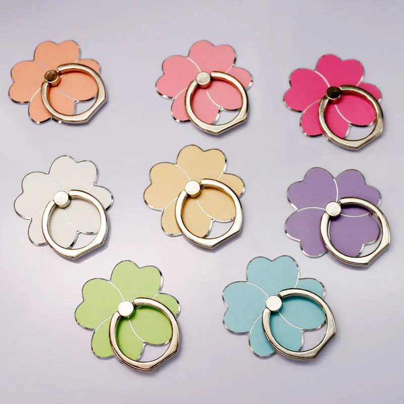 

Universal Finger Ring Mobile Phone Socket Holder Cell Smart four-leaf clover Phone Ring Cute flower holder For iPhone Stand