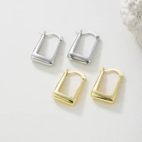 sipengjel fashion glossy metal minimalist hoop earrrings circle square shape geometric earrings for women jewelry gift