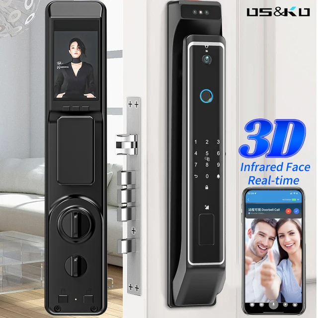 Tuya Wifi Electronic lock biometrics Fingerprint Lock Smart Door Lock Password 3D face recognition Digital Camera El 1