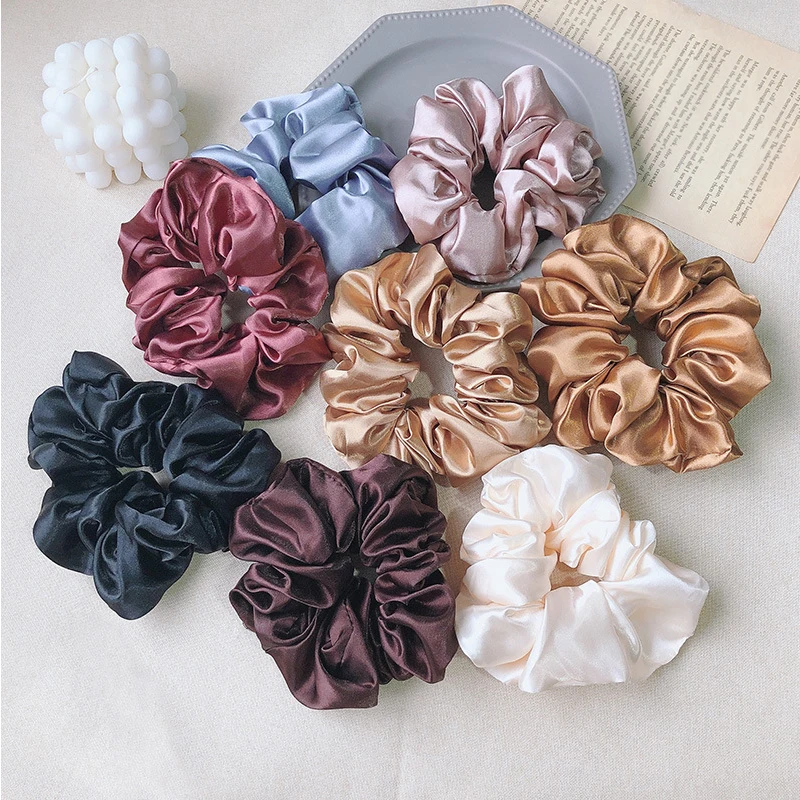 

Satin Hair Tie Women Head Bands Fashion Stirnband Tiara Ponytail Holder Silk Scrunchie Pack Headband Hair Accessories