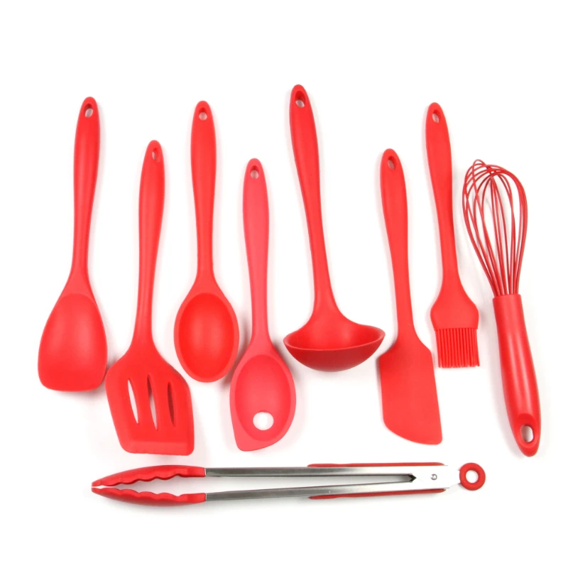 

Premium Silicone Kitchen Tool and Utensil Set, 9 Piece Set, Red