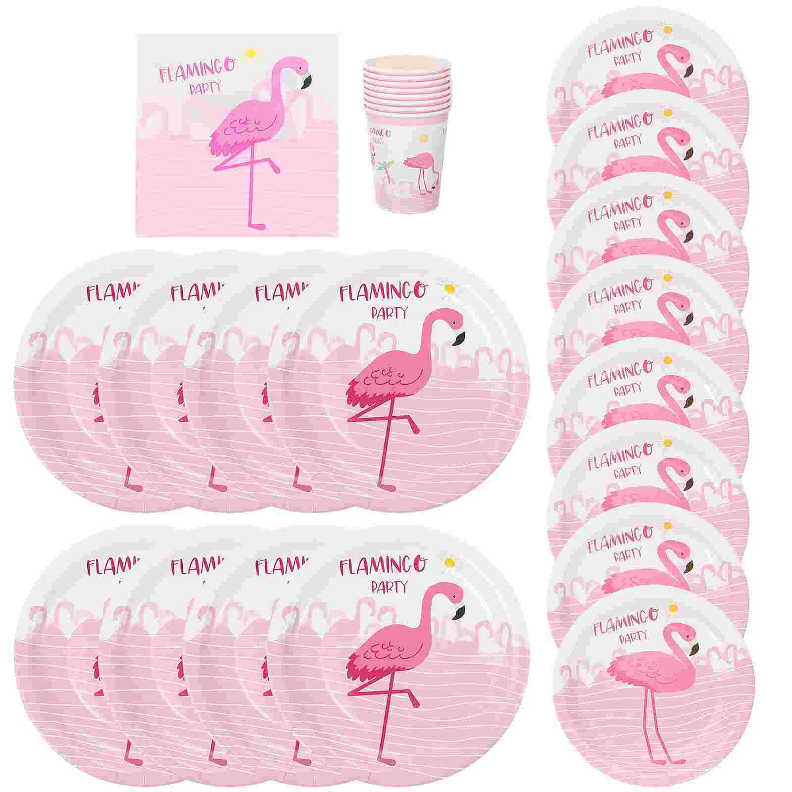 

1 set of Summer Party Tableware One-off Napkin Paper Cups Paper Plates Kit