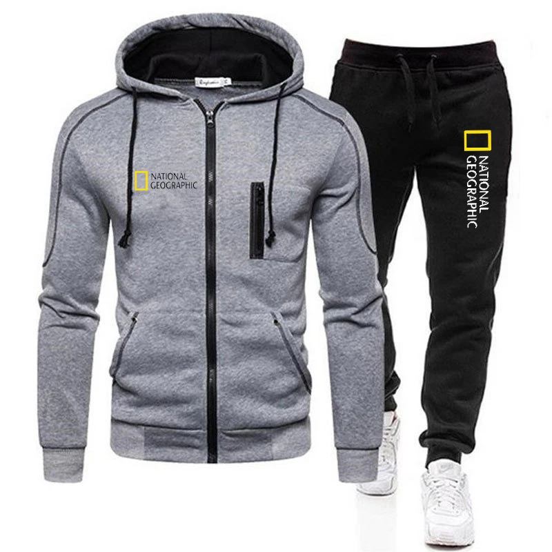 

New Autumn And Winter Men's Sets Hoodies+Pants National Geographic Sport Suits Casual Sweatshirts Tracksuit 2021Brand Sportswear