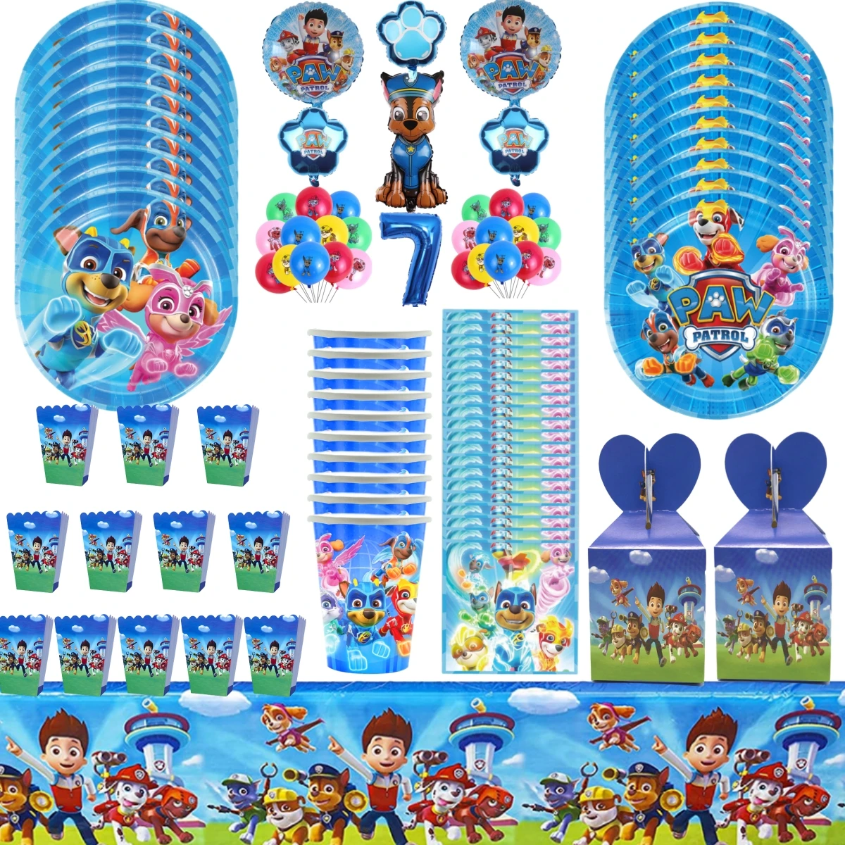 Paw Patrol Birthday Decoration Set Di Stoviglie Usa E Getta Palloncino Sacchetto Regalo Candy Box Plate Cartoon Dog Kids Favors Forniture Per Feste