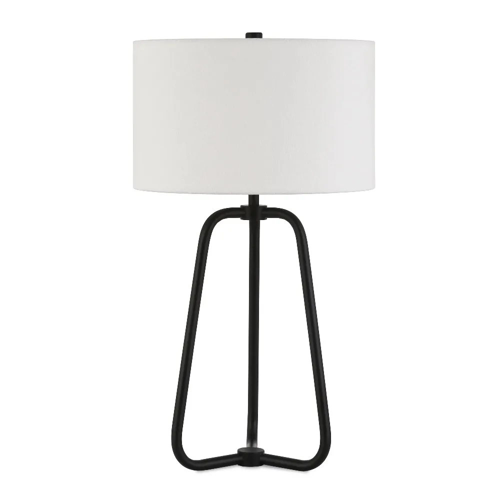 

Evelyn&Zoe 25" Mid-Century Modern Metal Table Lamp with White Drum Linen Shade