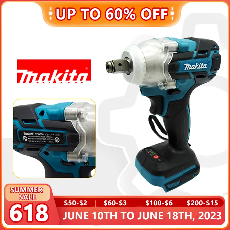 

Makita DTW300Z 18V Li-ion LXT Brushless Impact Wrench 1/2″ 330 N·m Forward/Reverse Rotation Auto Stop Mode Electric Wrench