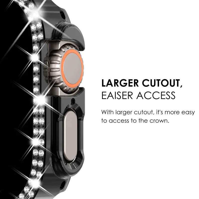 Double Row Diamond Cover For Apple Watch Ultra 49mm Accessories iWatch series7 6 5 SE Protective Case 45mm 41mm 44mm Shell Frame