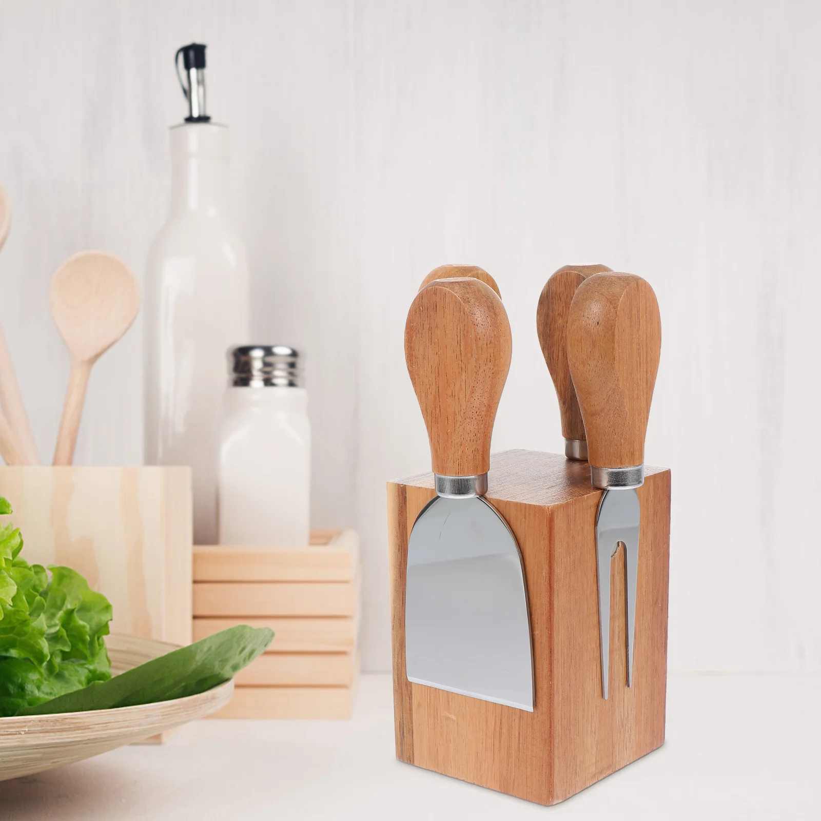 

5pcs/set Wooden Cheese Knives Delicate Durable Nice Magnet Cutter Holder Cheese Tool Rack for Kitchen Storage Tool