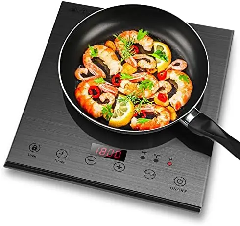 

Induction Cooktop, 1800W Induction Burner Cooktop with Child Safty Lock, 17 Power Levels 21 Temperature Setting, 3 Hours Timer