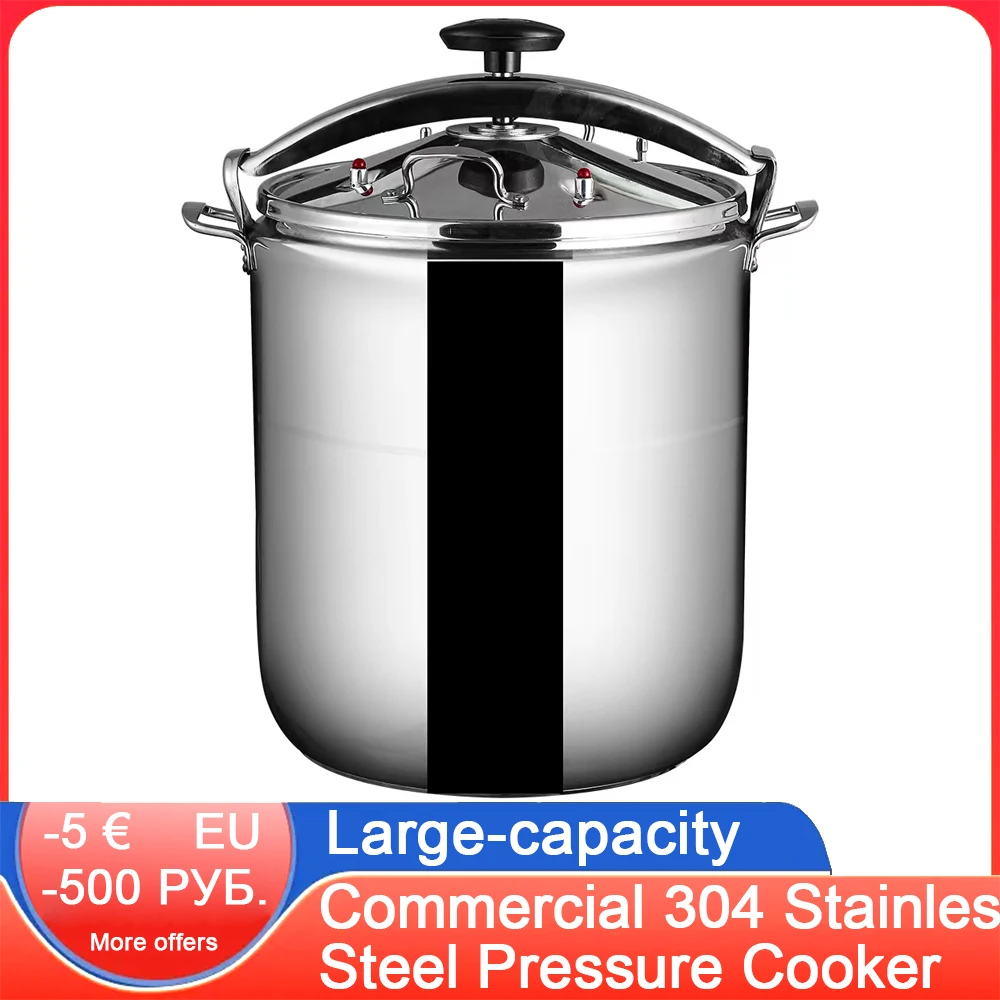 Commercial 304 Stainless Steel Pressure Cooker Large Capacity Gas Induction Cooker General Soup Pot Restaurant Explosion-Proof