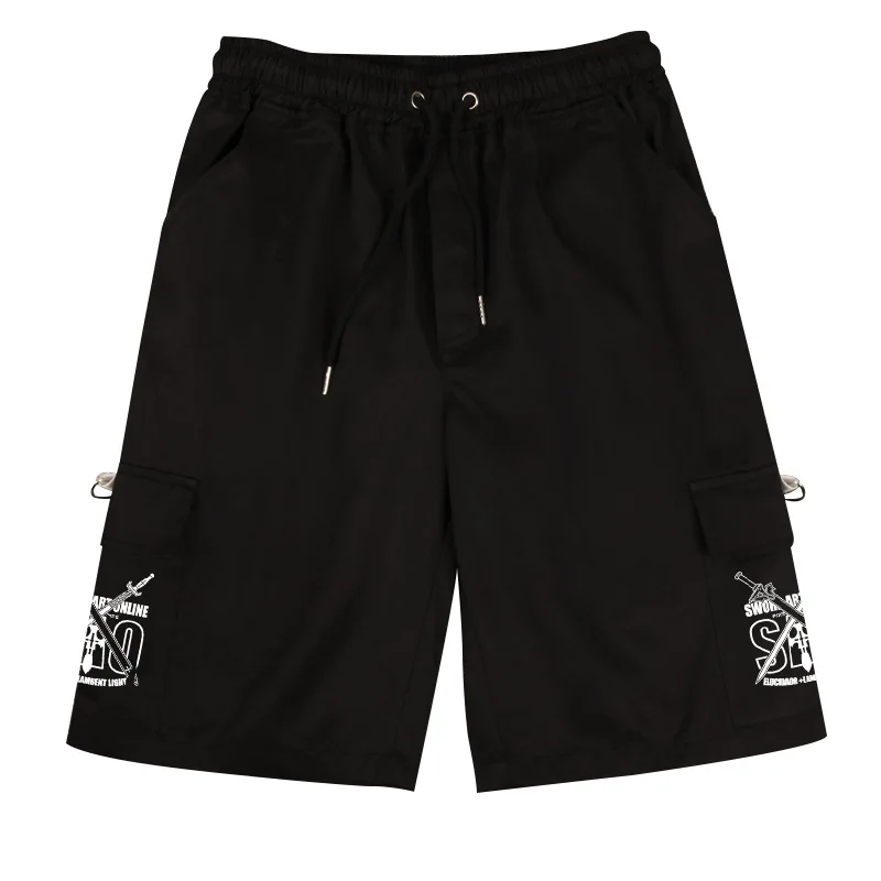 Шорты мужские с эластичным поясом короткие штаны аниме принтом пляжные бриджи