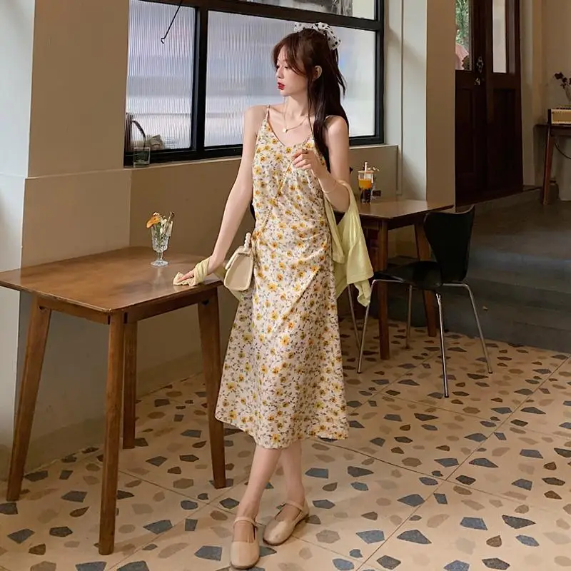 

Элегантное пляжное платье с цветочным принтом для женщин, привлекательное миди-платье для девочек-подростков, летнее женское облегающее пл...