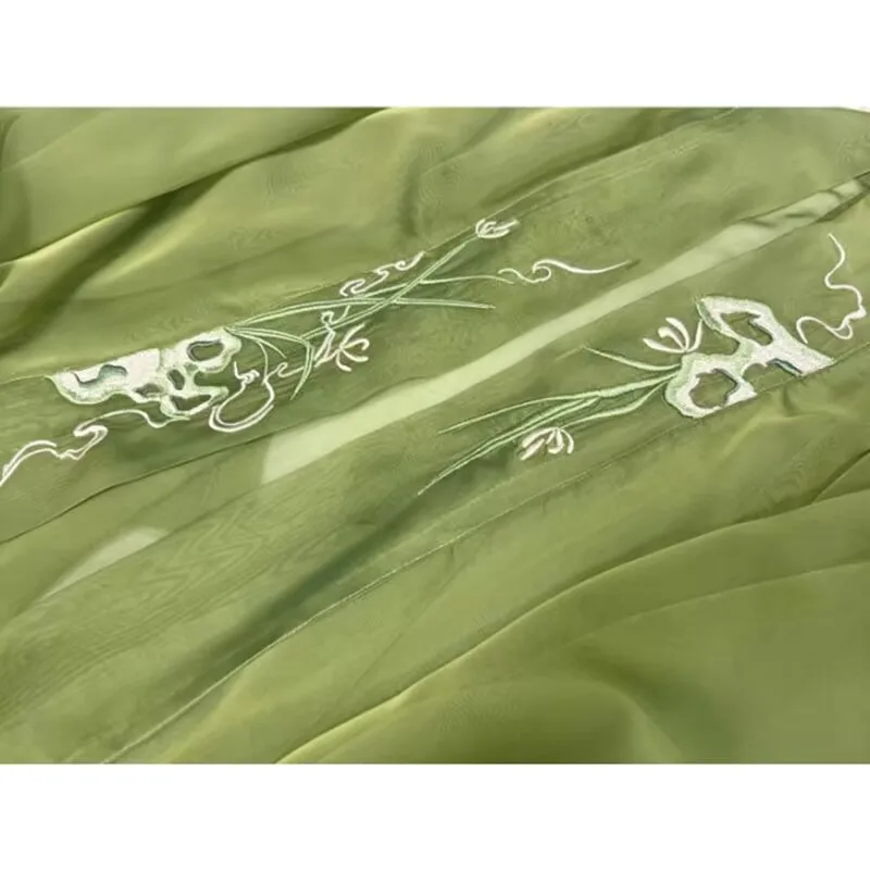 Фото Hanfu мужской китайский традиционный винтажный зеленый вышитый Hanfu 3 шт. Хэллоуин косплей костюм мужской студенческий вечерние наряд Hanfu №4