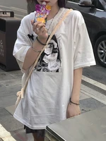 qweek harajuku anime manga print t shirts women japanese graphic cartoon tees korean fashion white short sleeve tops 2022 summer